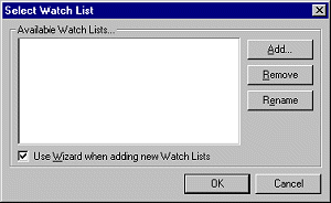 Watch List dialog